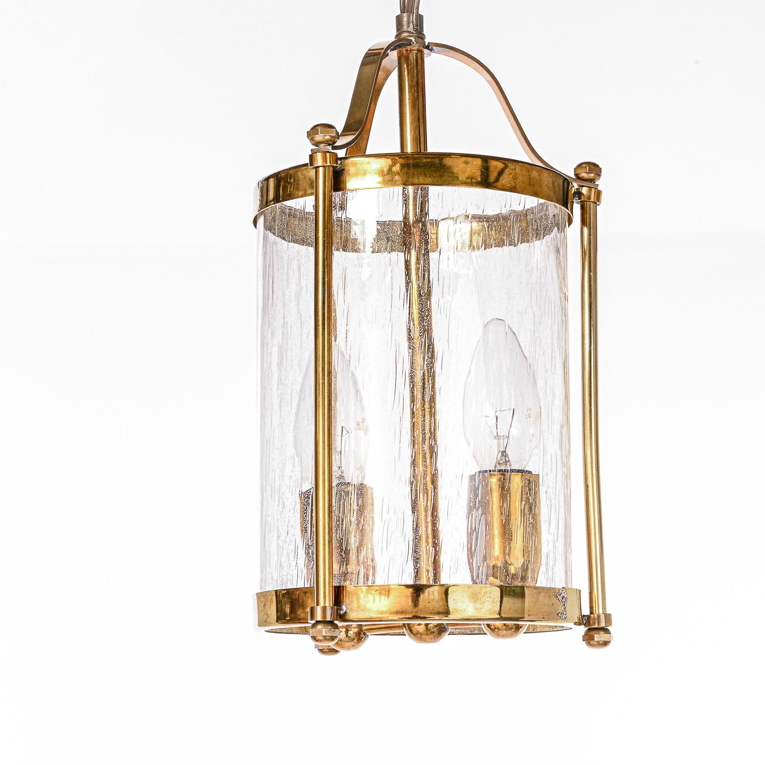 Early 20th Century Glass & Brass Lantern For Sale 1