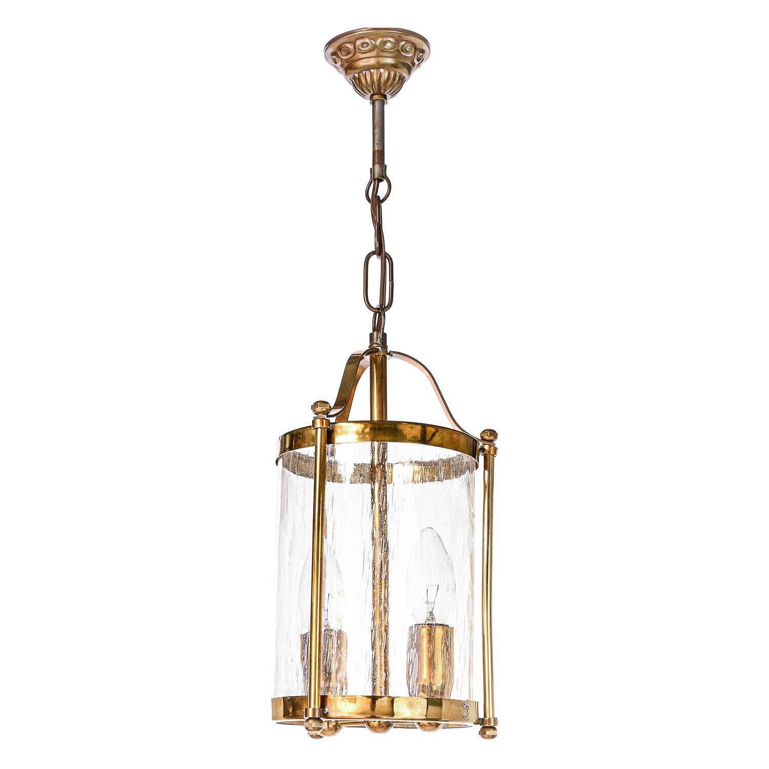 Early 20th Century Glass & Brass Lantern For Sale