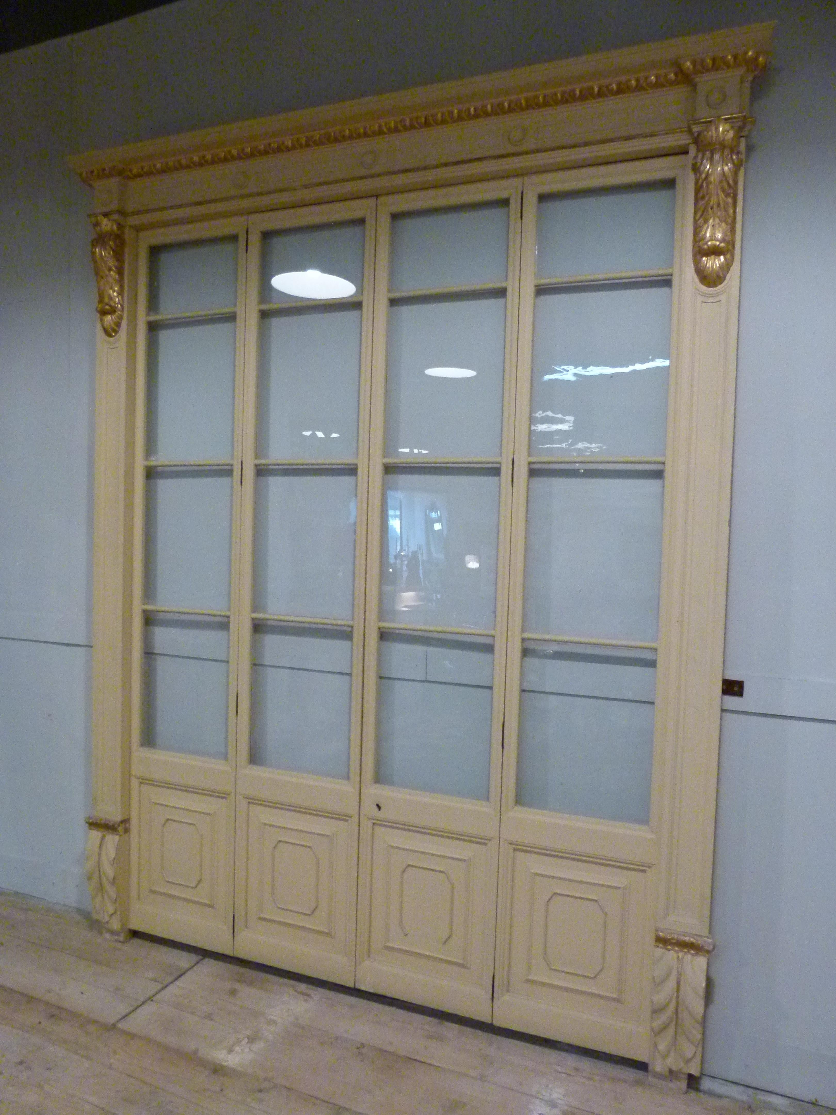 Typical glass double  door that was  located in an 
