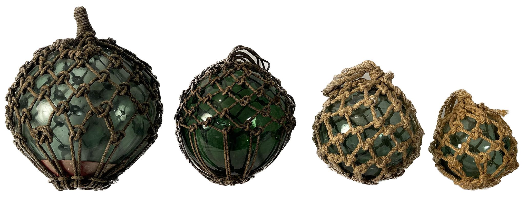LARGE Vintage Glass Buoy Ball Fishing Net Float Maritime Nautical Initials  VB BV