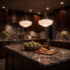 Early 20th century glass opaline and brass English school lights