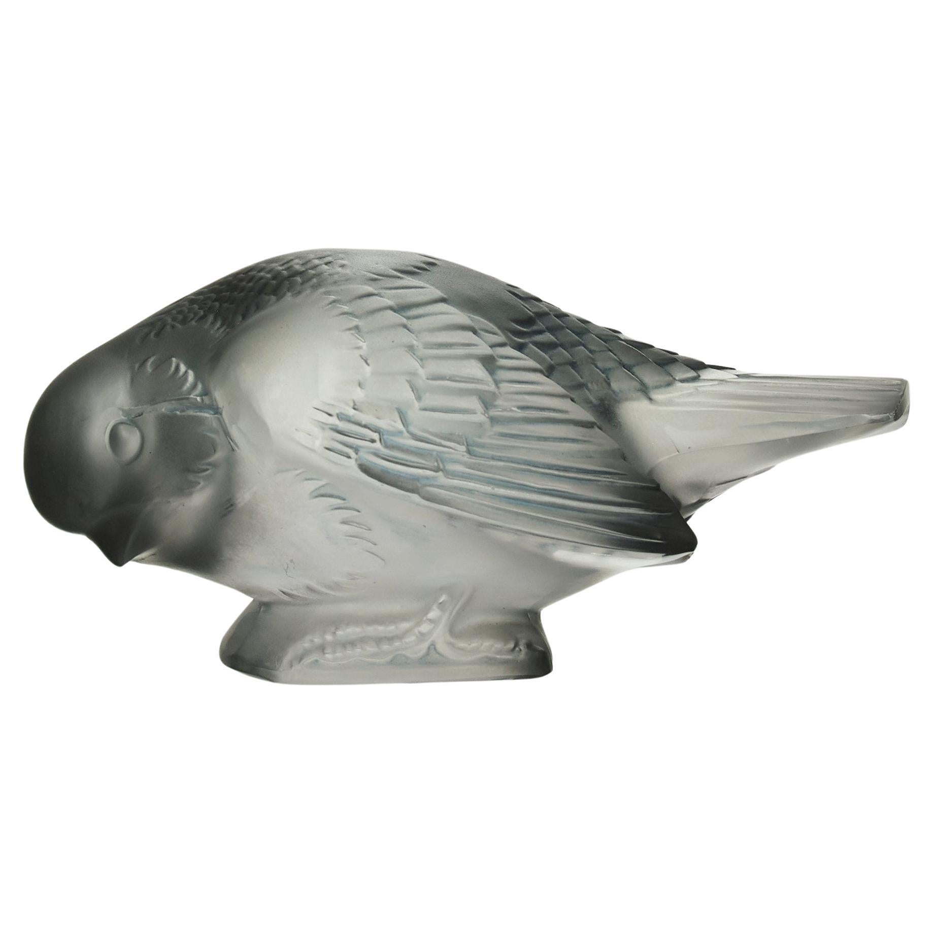 Early 20th Century Glass Sculpture entitled "Moineau Sournois" by Rene Lalique For Sale