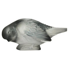 Used Early 20th Century Glass Sculpture entitled "Moineau Sournois" by Rene Lalique