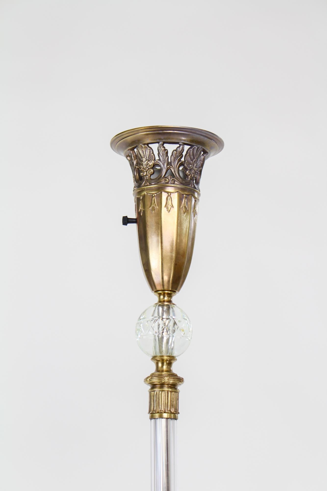 Neoclassical Revival Early 20th Century Glass Stemmed Torchiere For Sale