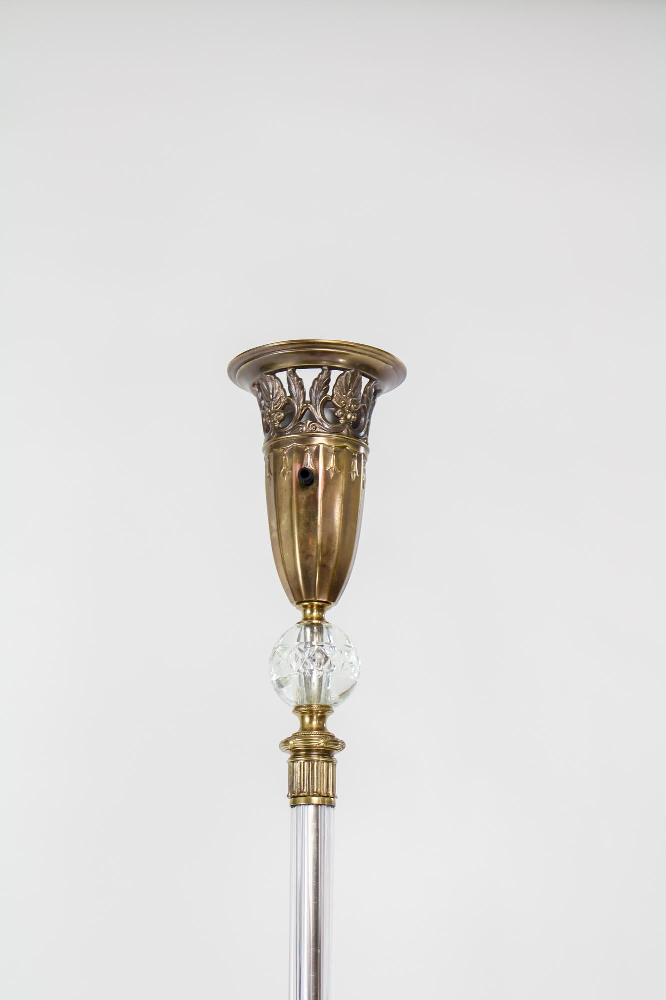 Metal Early 20th Century Glass Stemmed Torchiere For Sale