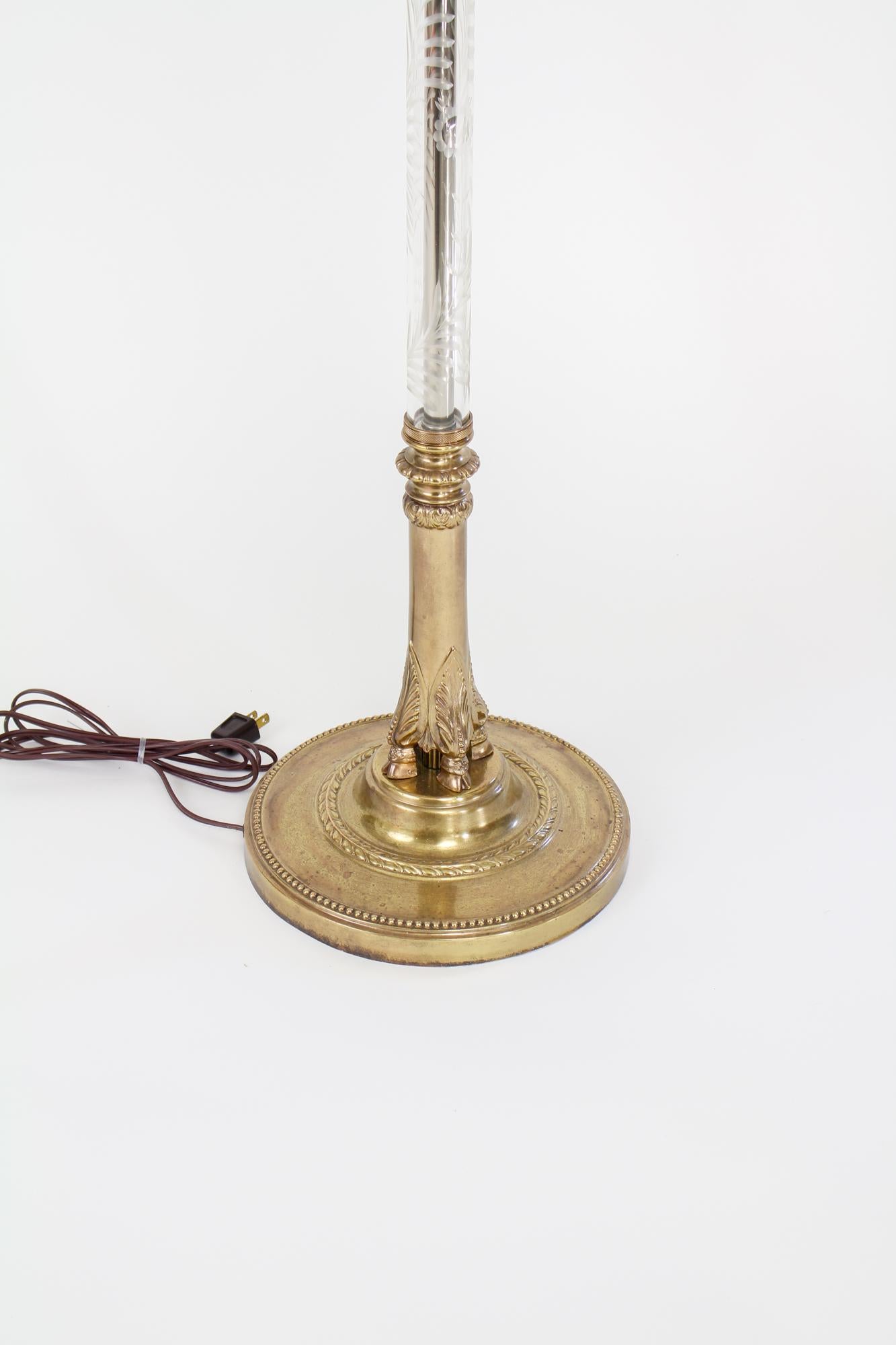 Metal Early 20th Century Glass Stemmed Torchiere For Sale