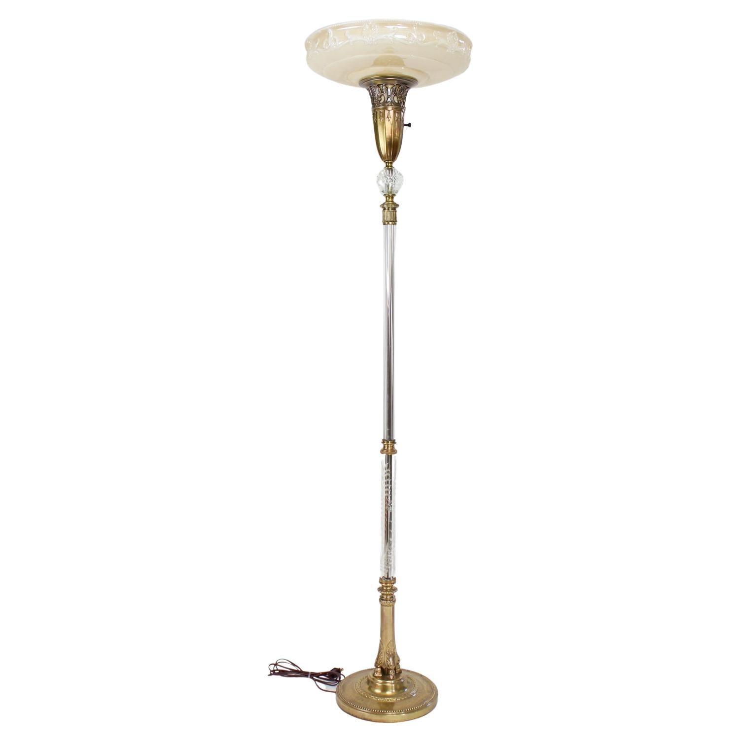Early 20th Century Glass Stemmed Torchiere For Sale
