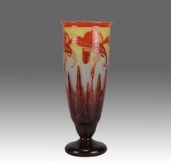 Early 20th Century Glass Vase entitled "Décor Orchidée" by Le Verre Français