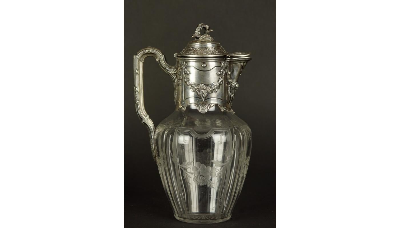 Early 20th Century Glass Wine Jug with Silver Fittings For Sale 6