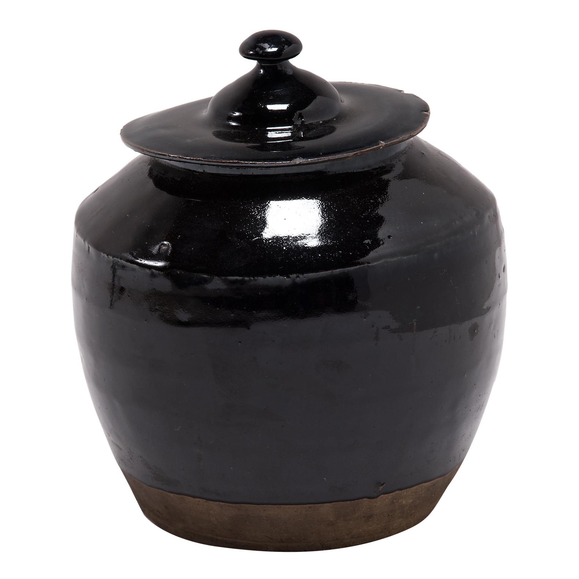 Chinese Glazed Pantry Jar with Lid, c. 1900