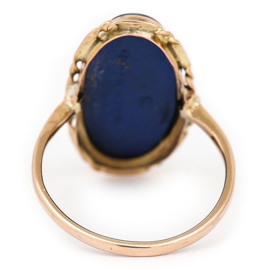 Early 20th Century Gold and Blue Oval Jasperware Wedgwood Ring 2