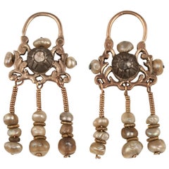 Early 20th Century Gold and Diamond Earrings Tunis, Tunisia