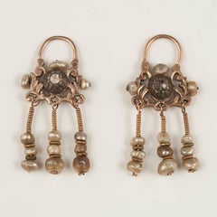 Early 20th Century Gold and Diamond Earrings Tunis, Tunisia
