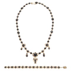 Début du 20e siècle Collier et bracelet en or et onyx Parure