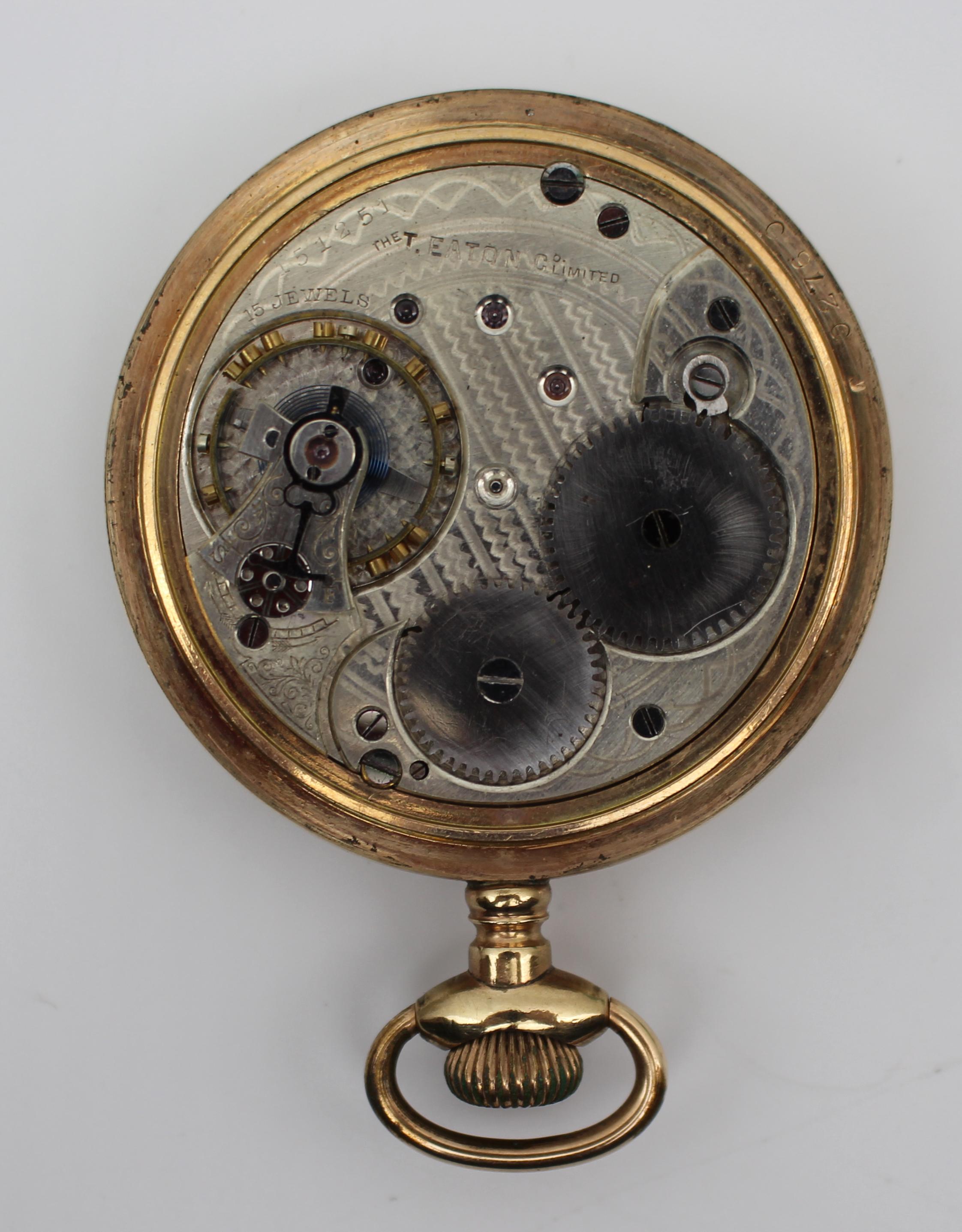 Reloj de bolsillo de oro de principios del siglo XX de The T. Eaton Co. Ltd., Canadá - 1 en venta 4