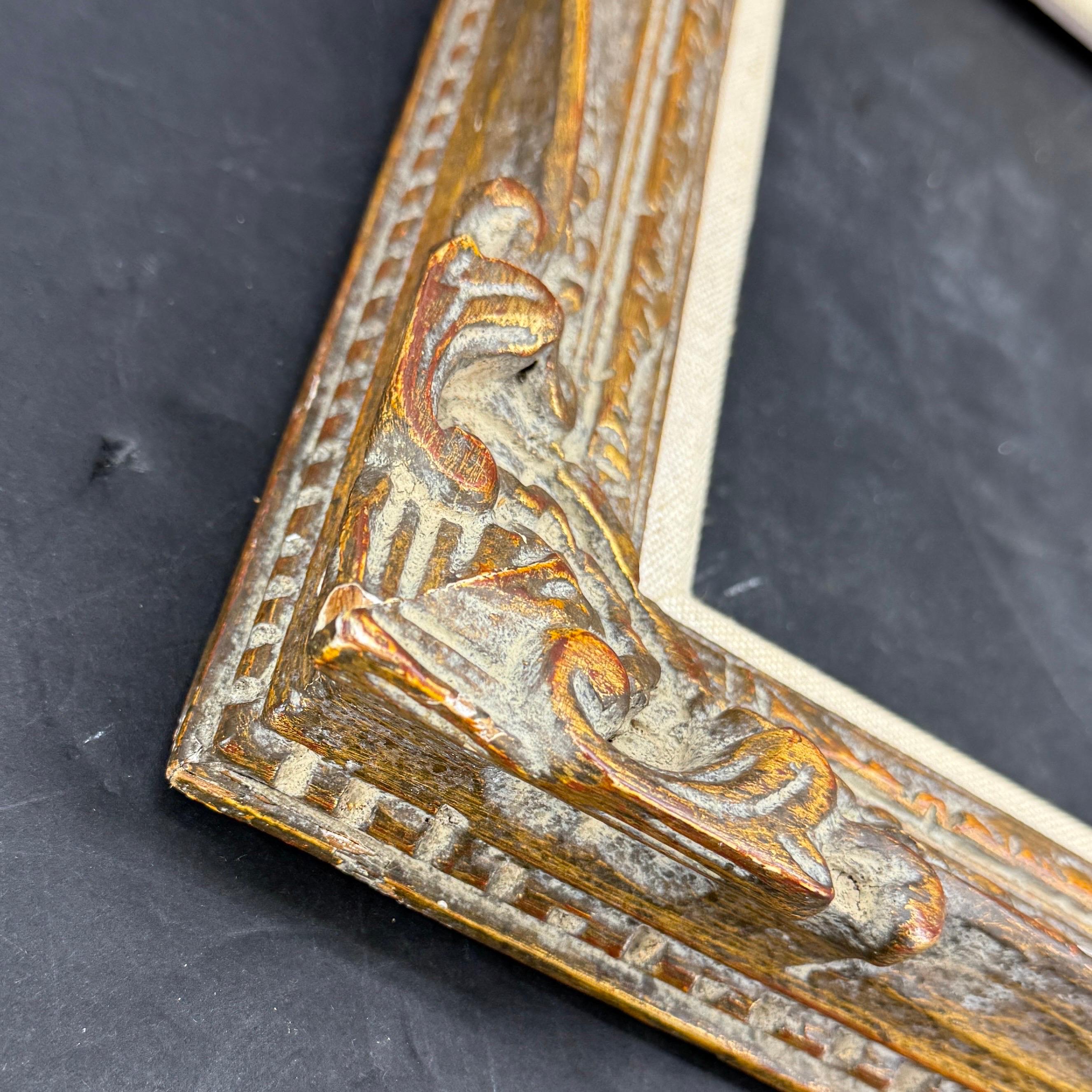 Cadre d'art rectangulaire en bois doré du début du 20e siècle en vente 5