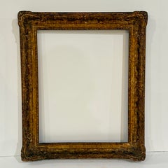 Marco rectangular de madera dorada de principios del siglo XX
