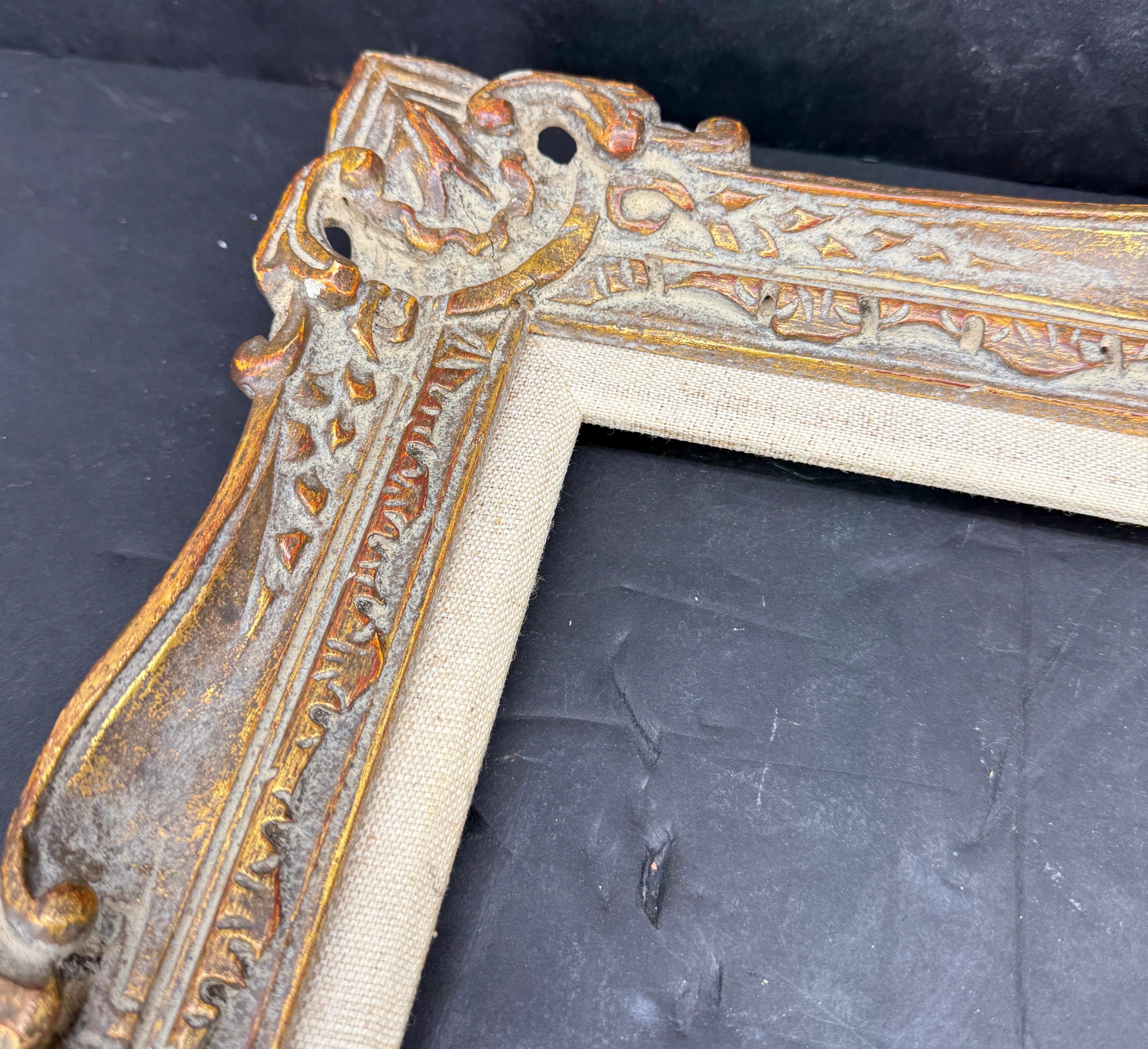 Cadre d'art rectangulaire en bois doré du début du 20e siècle en vente 1