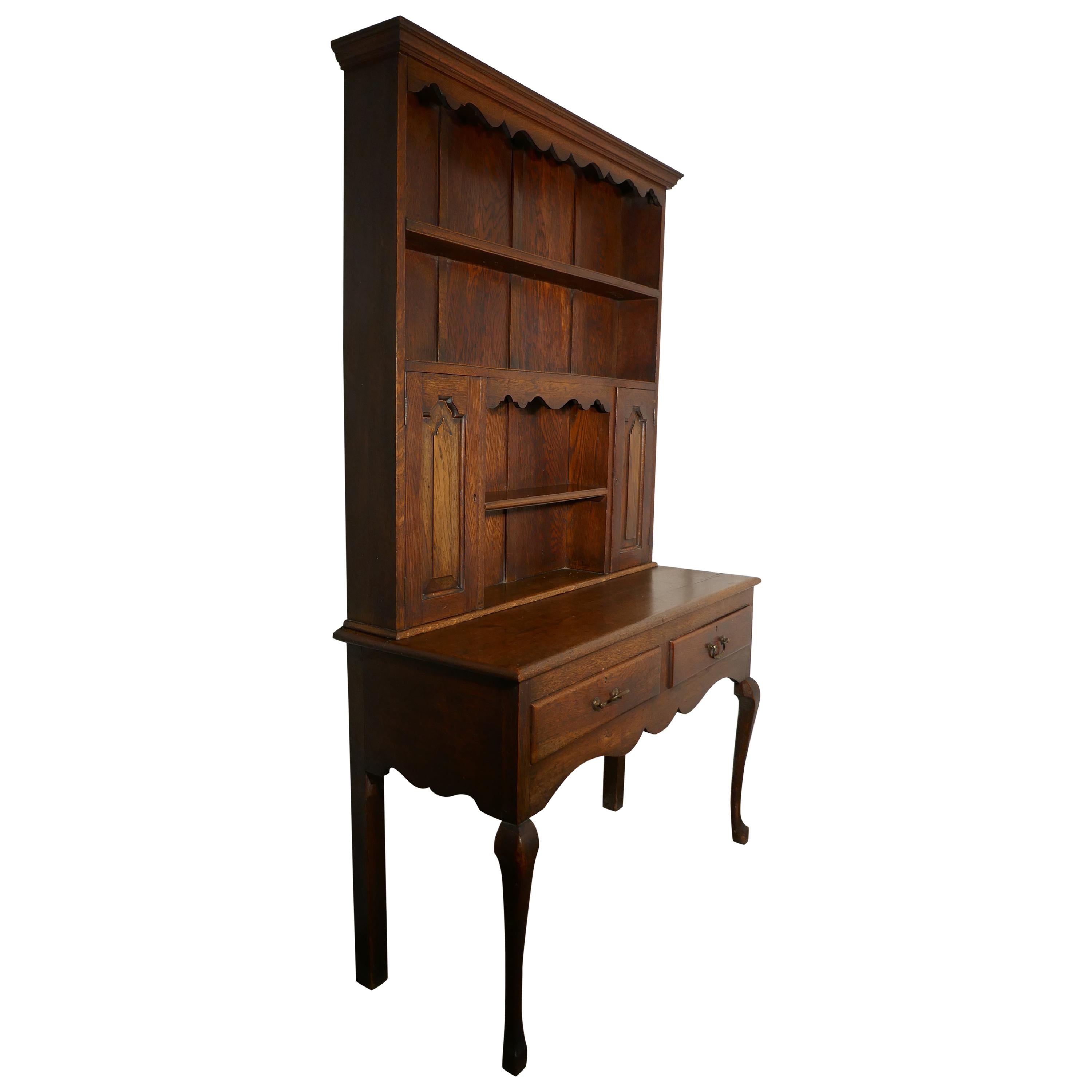 Early 20th Century Gothic Golden Oak Welsh Dresser For Sale