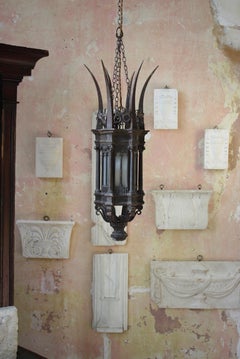 Early 20th Century Gothic Revival Architectural Cast Iron Hall Lantern Light