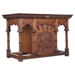 Early 20th Century Gothic Revival Carved Oak Alter Table