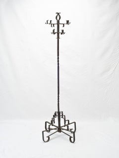 Early 20th Century Gothic Revival French Forged Iron Hat And Coat Rack