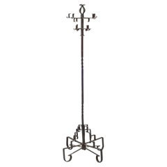 Antique Early 20th Century Gothic Revival French Forged Iron Hat And Coat Rack