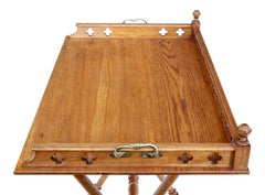 Early 20th Century Gothic Revival Oak Butlers Tray on Stand