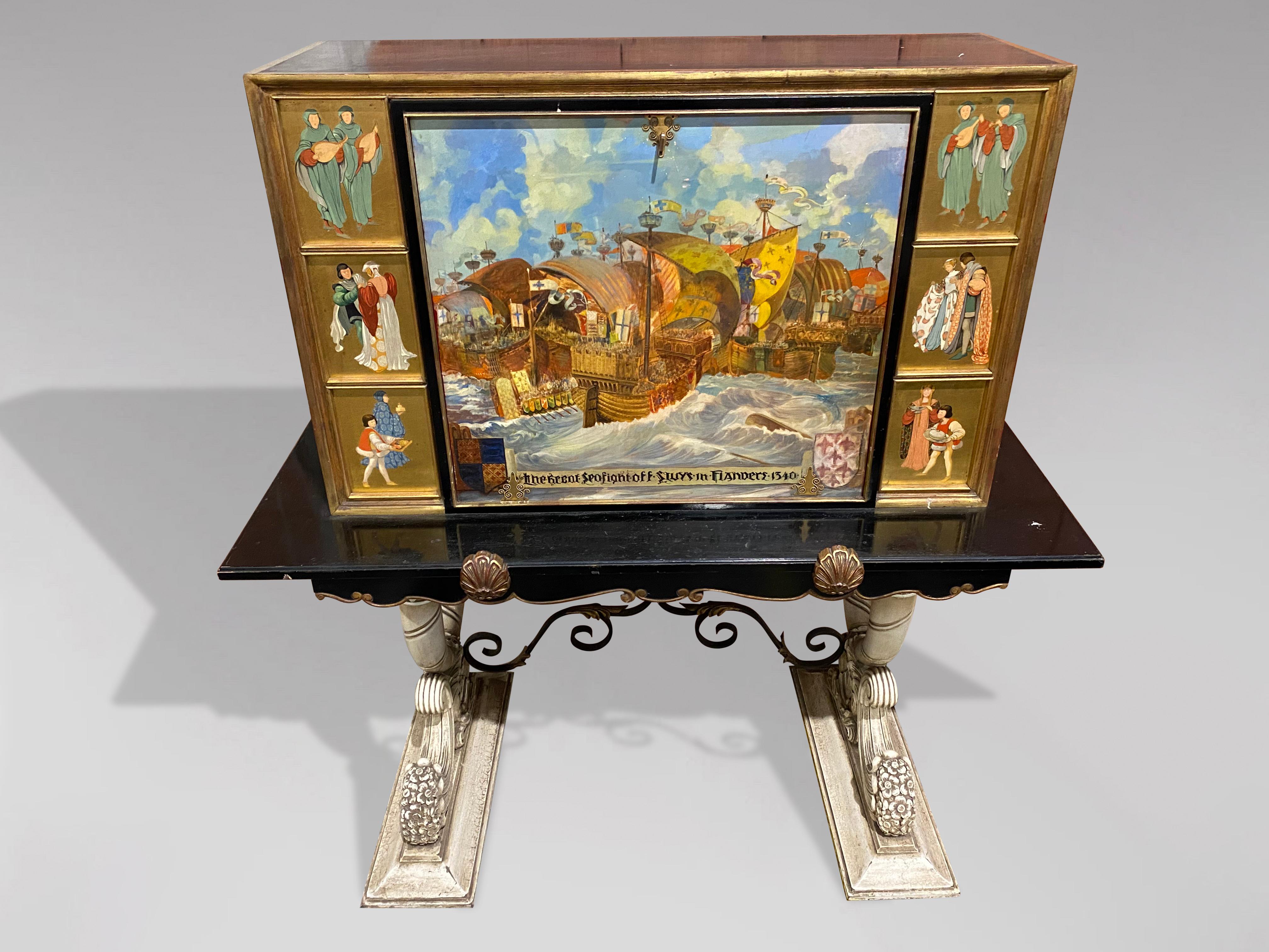 Néo-gothique Cabinet peint de style Revive gothique du début du 20e siècle sur Stand en vente