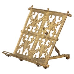 Early 20th Century Gothic Style Gilt Bronze Book Stand Rack