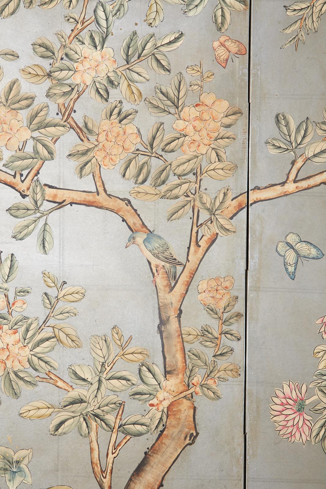 Early 20th Century Gracie Chinoiserie Style Wallpaper Panel Screen 3