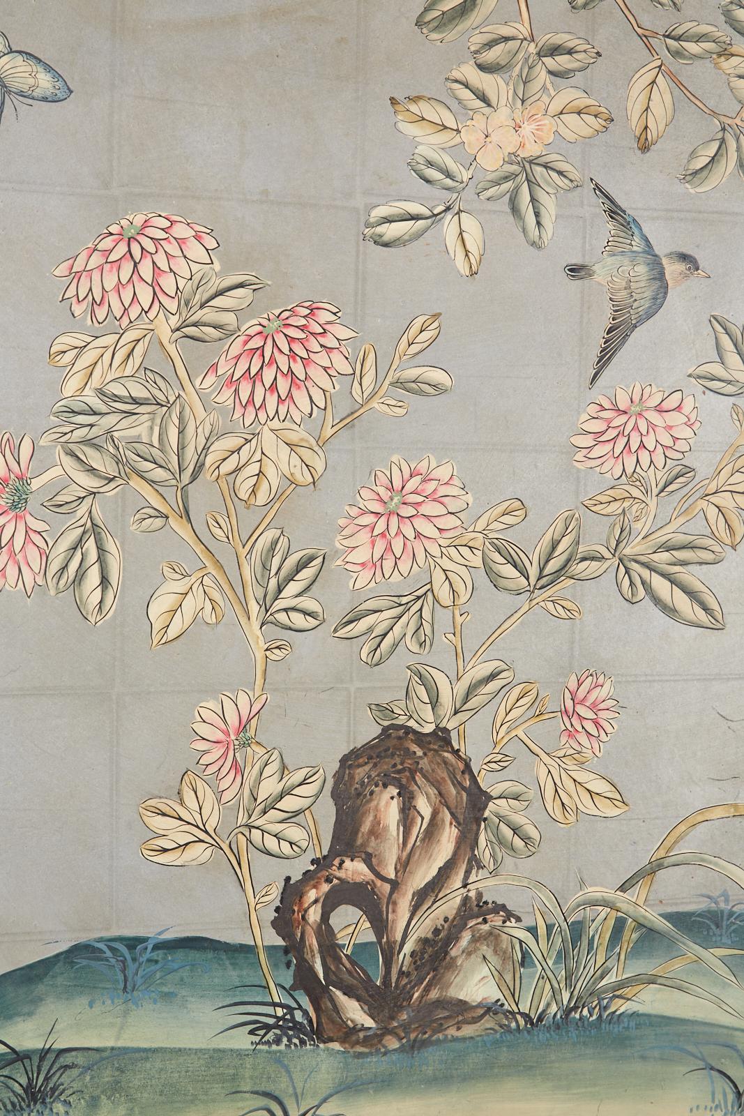 Early 20th Century Gracie Chinoiserie Style Wallpaper Panel Screen 5