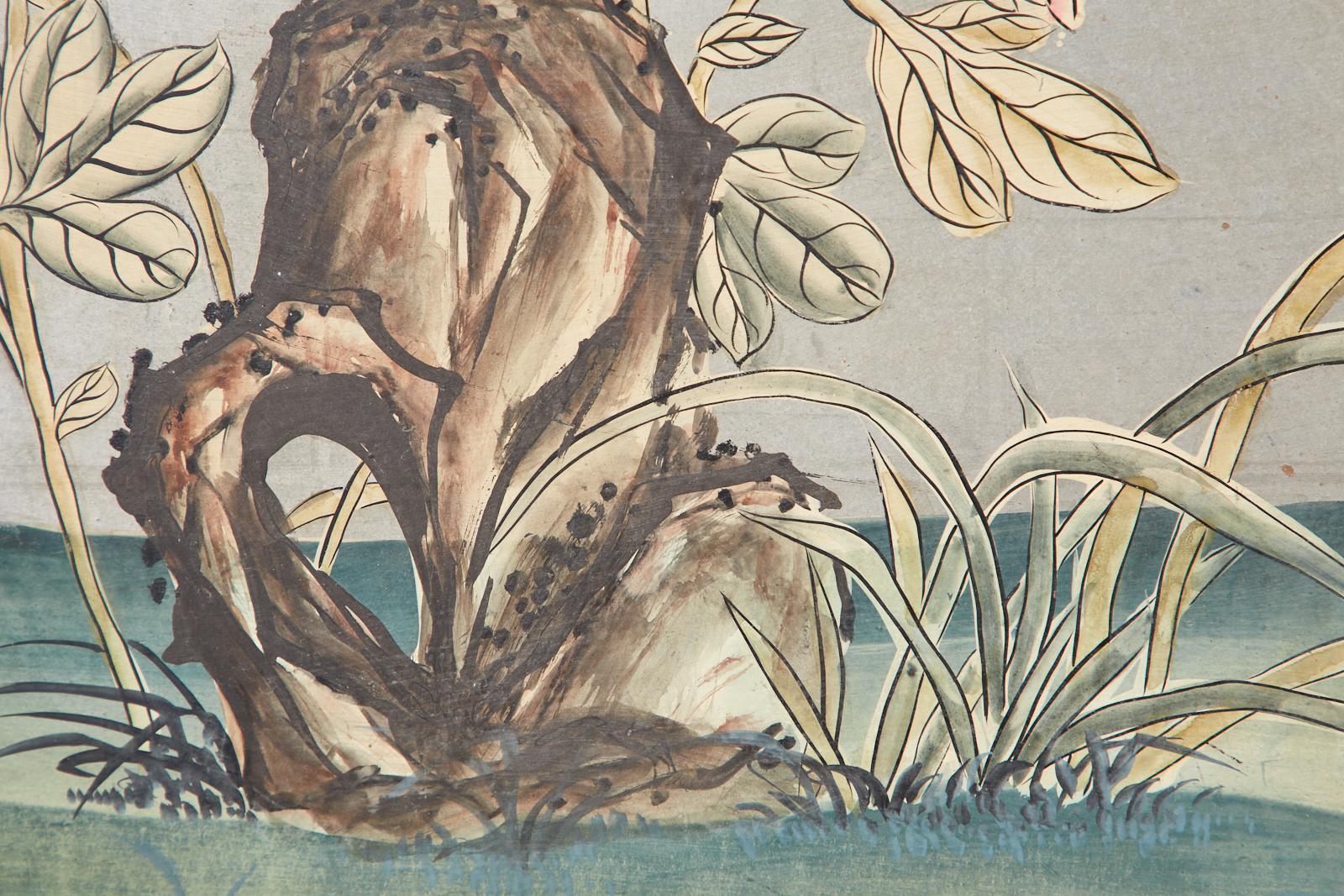 Early 20th Century Gracie Chinoiserie Style Wallpaper Panel Screen 6