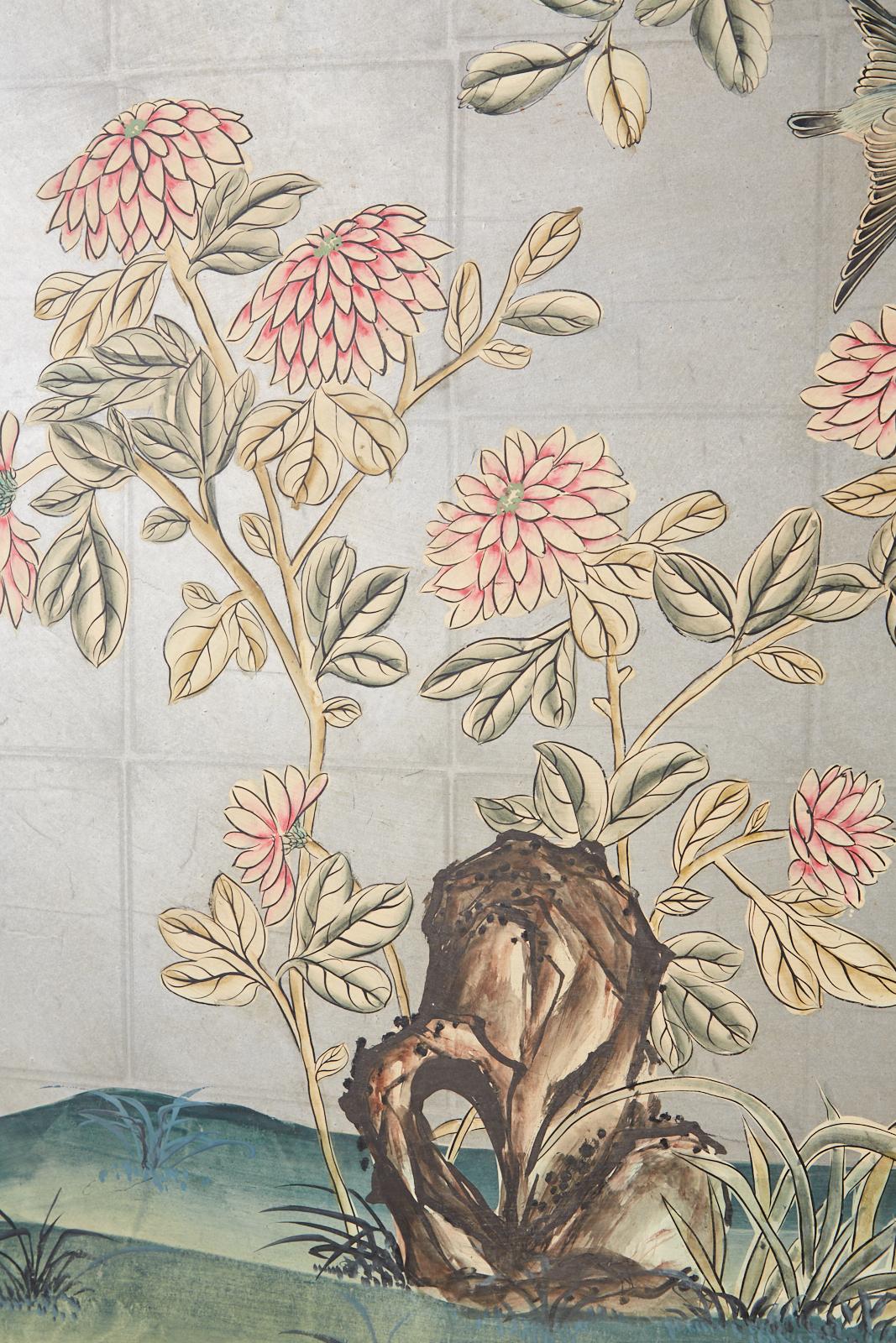 Early 20th Century Gracie Chinoiserie Style Wallpaper Panel Screen 7
