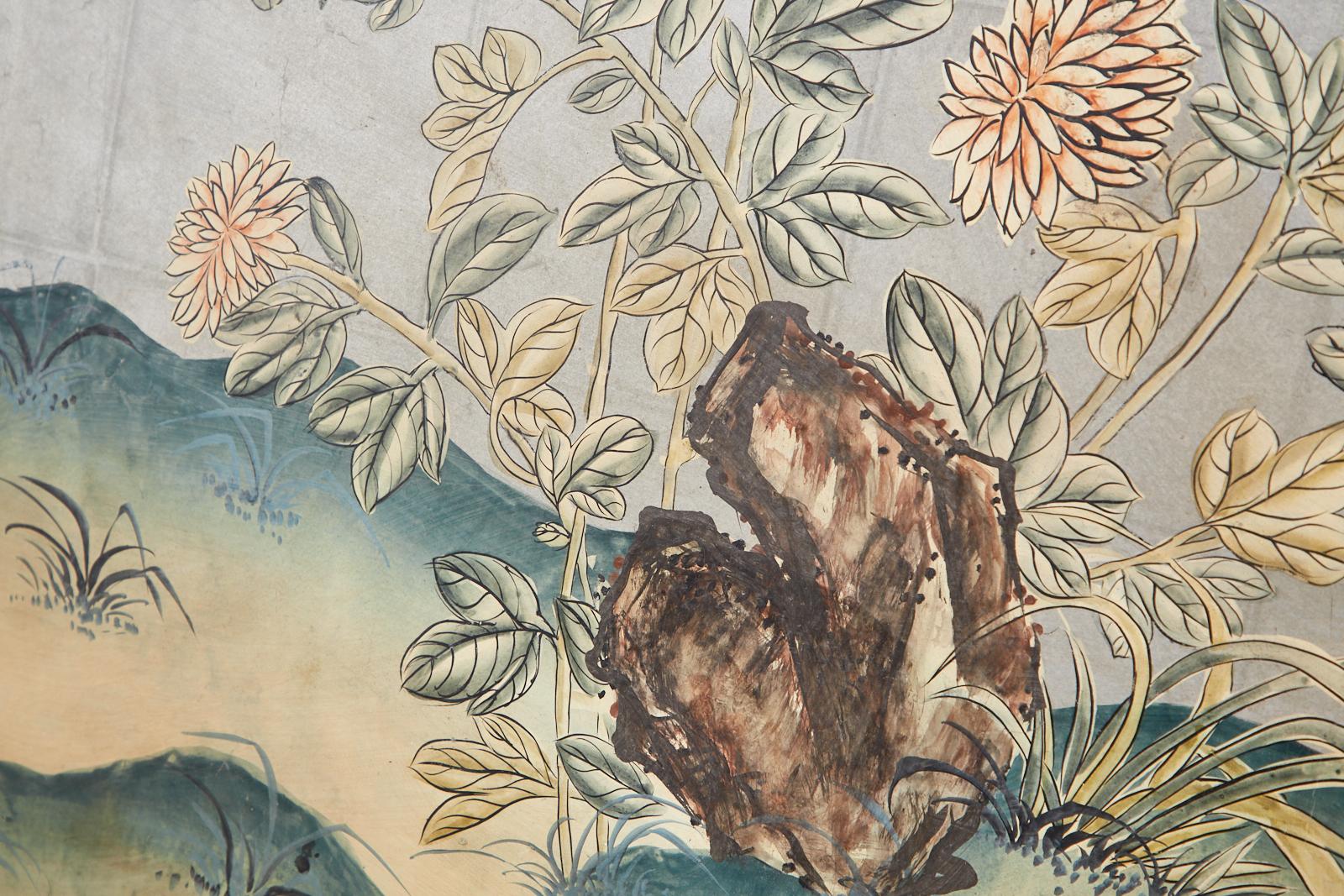 Early 20th Century Gracie Chinoiserie Style Wallpaper Panel Screen 9