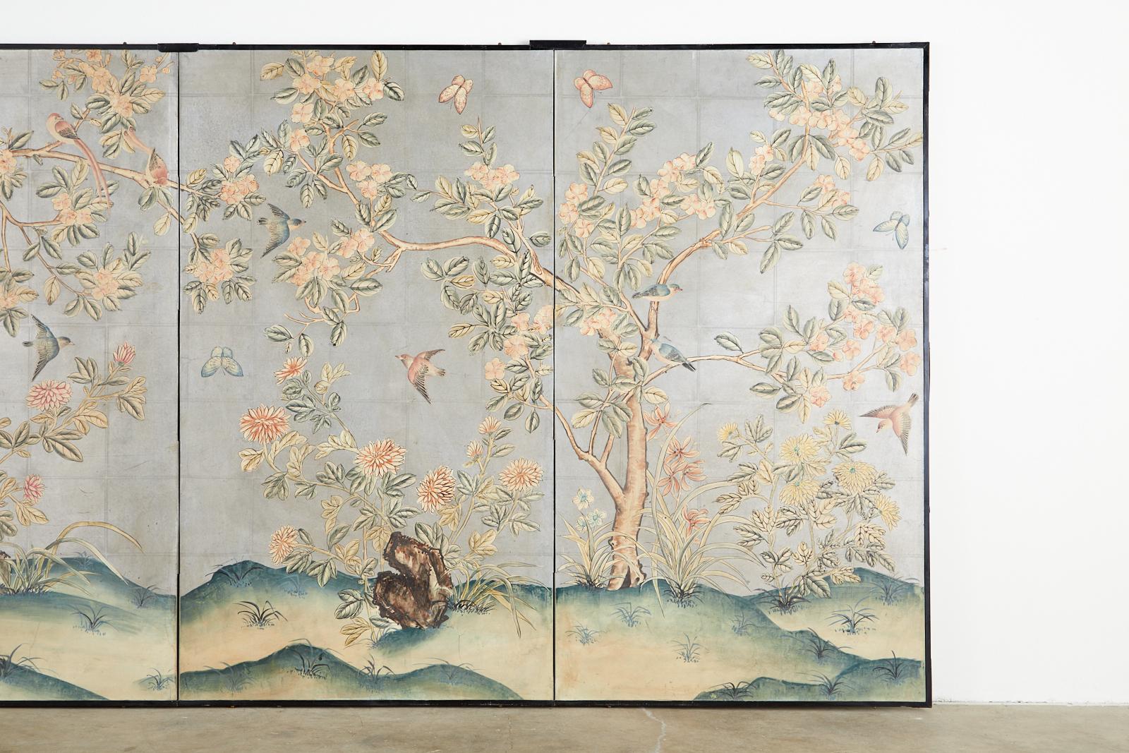 Early 20th Century Gracie Chinoiserie Style Wallpaper Panel Screen 1