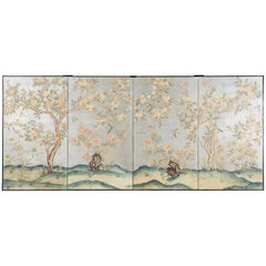Early 20th Century Gracie Chinoiserie Style Wallpaper Panel Screen