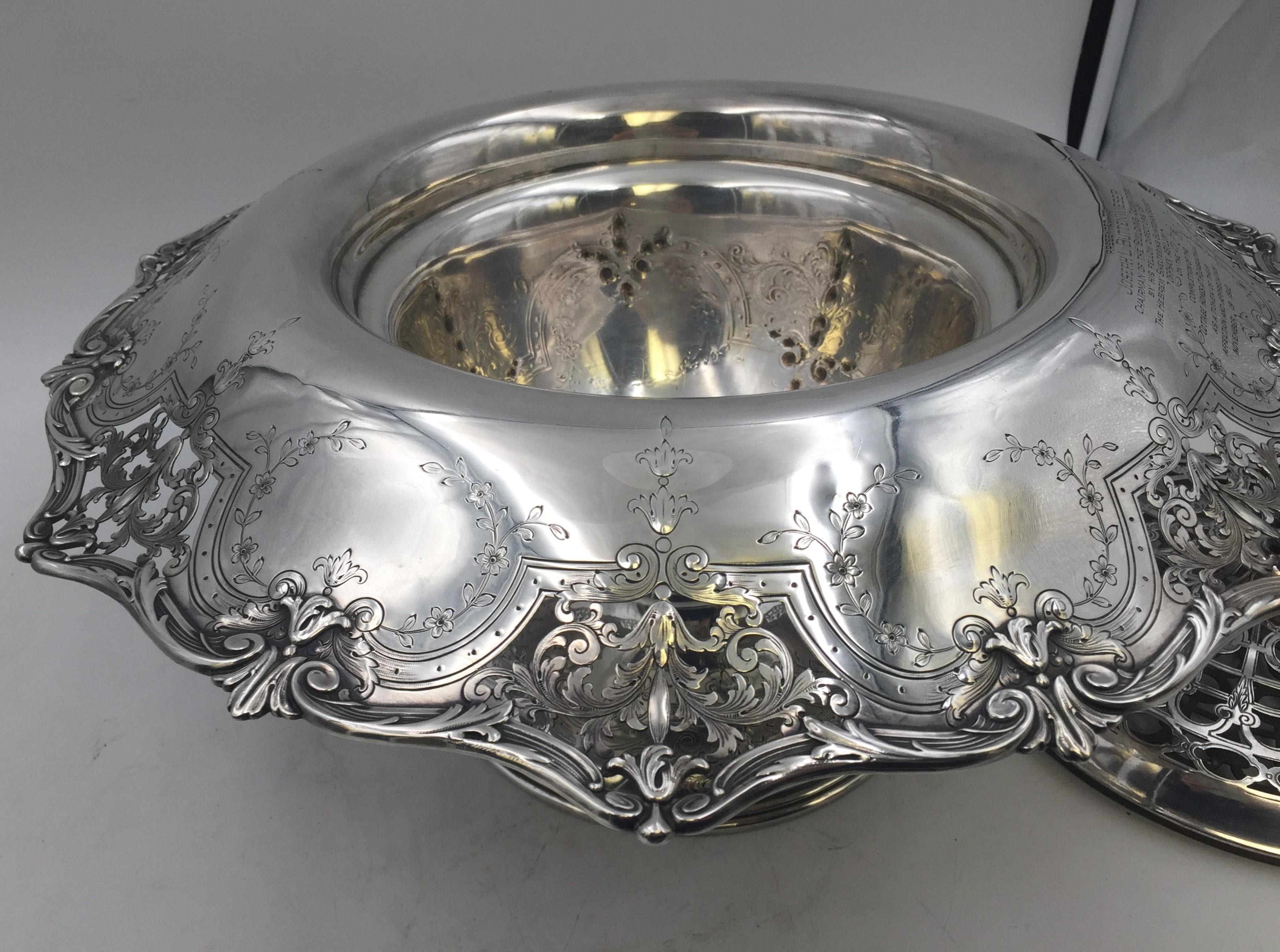 American Graff, Washbourne &Dunn Sterling Silver Rose Bowl Centerpiece Early 20th Century For Sale