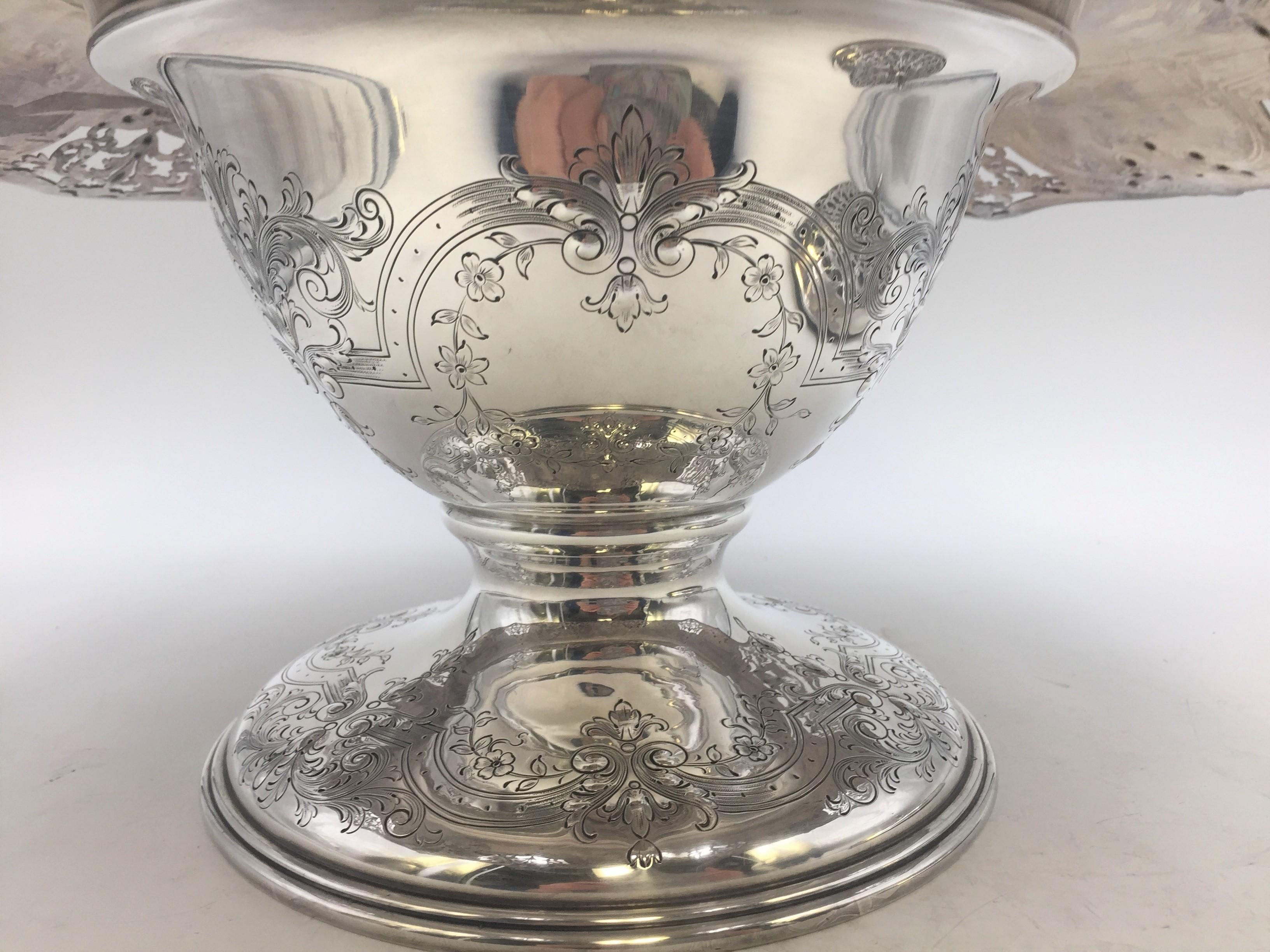 Graff, Washbourne &Dunn Sterling Silver Rose Bowl Centerpiece Early 20th Century For Sale 1