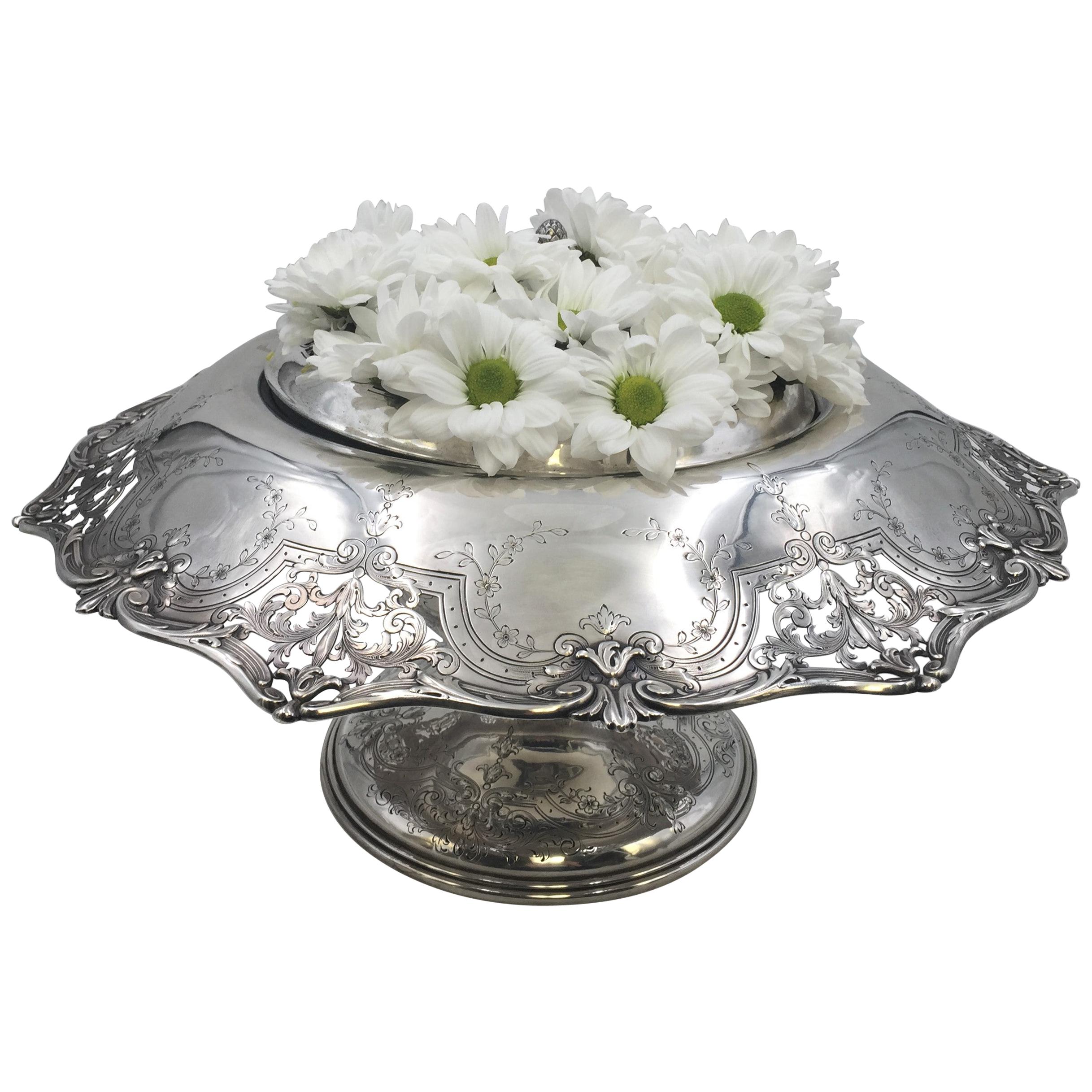 Early 20th Century Graff, Washbourne &Dunn Sterling Silver Rose Bowl Centerpiece
