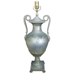 Early 20th Century Grand Tour Silvered Metal Urn as a Lamp