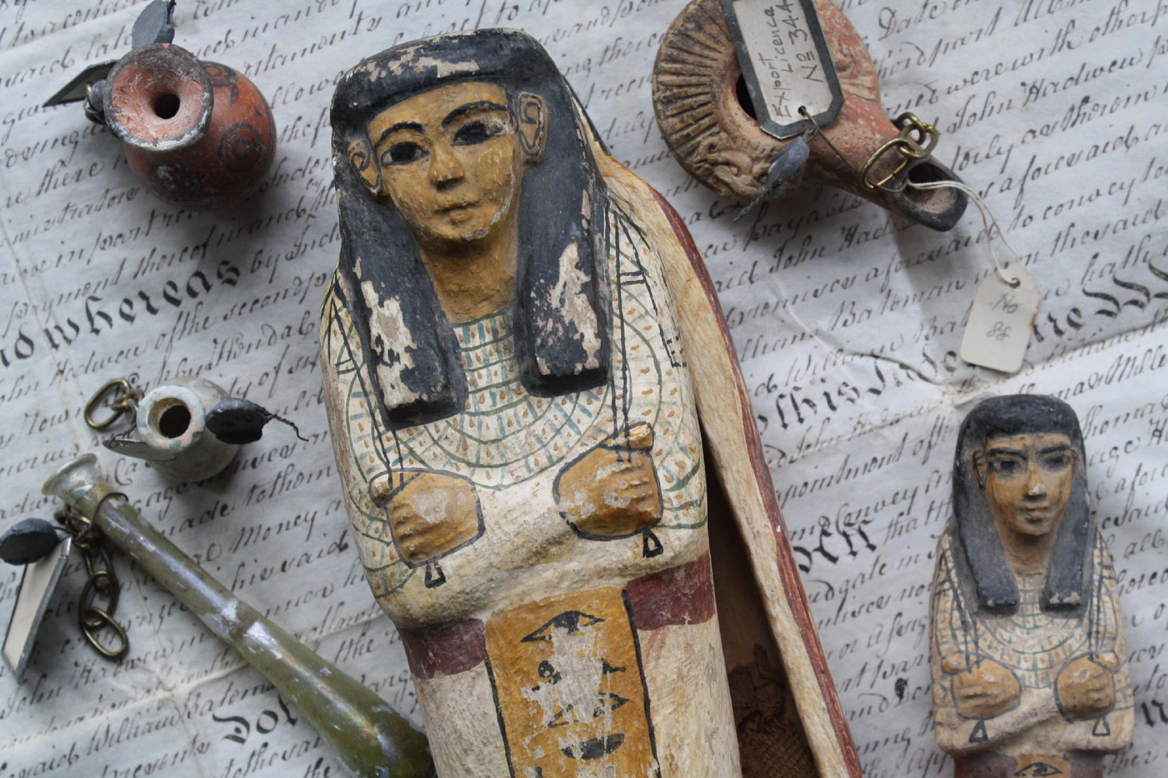 Early 20th Century Grand Tour Tourist Souvenir Sarcophagus Egyptian Mummy 5