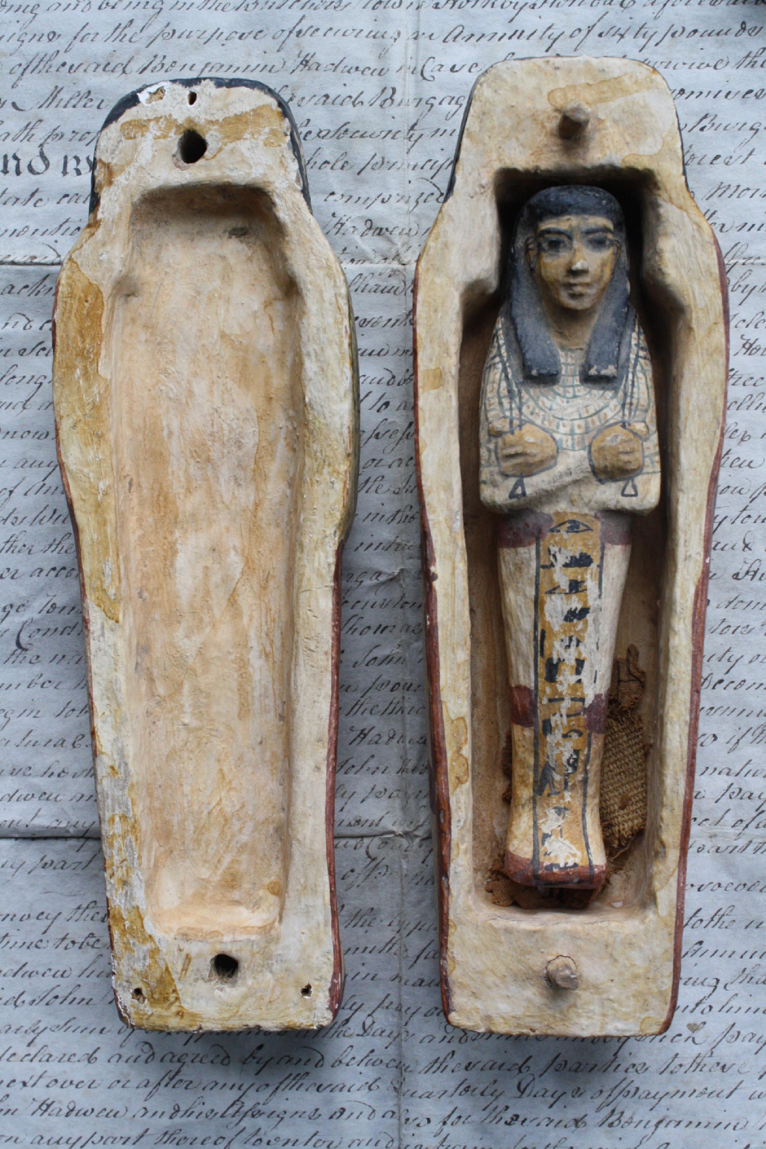 Early 20th Century Grand Tour Tourist Souvenir Sarcophagus Egyptian Mummy 8