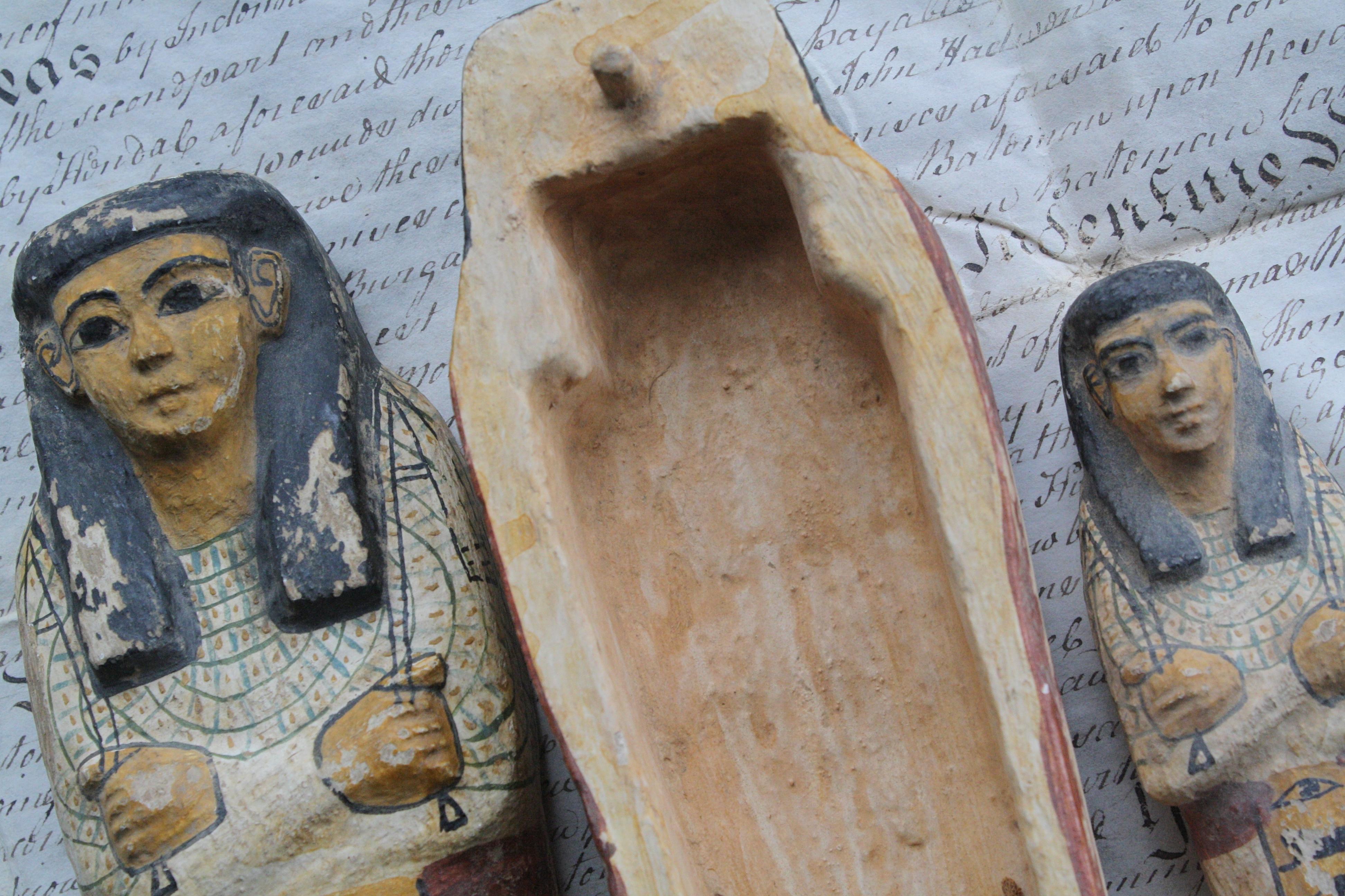 Early 20th Century Grand Tour Tourist Souvenir Sarcophagus Egyptian Mummy 2