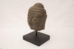 Early 20th Century Granite Buddha Head, Southeast Asia