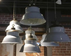 Early 20th Century Gray Enameled Pendant Lights.
