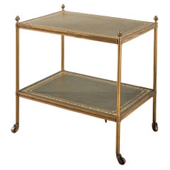 Early 20th century Green and brass leather side table - Rectangle