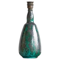 Early 20th Century Green Glazed Studio Pottery Table Lamp 1930s