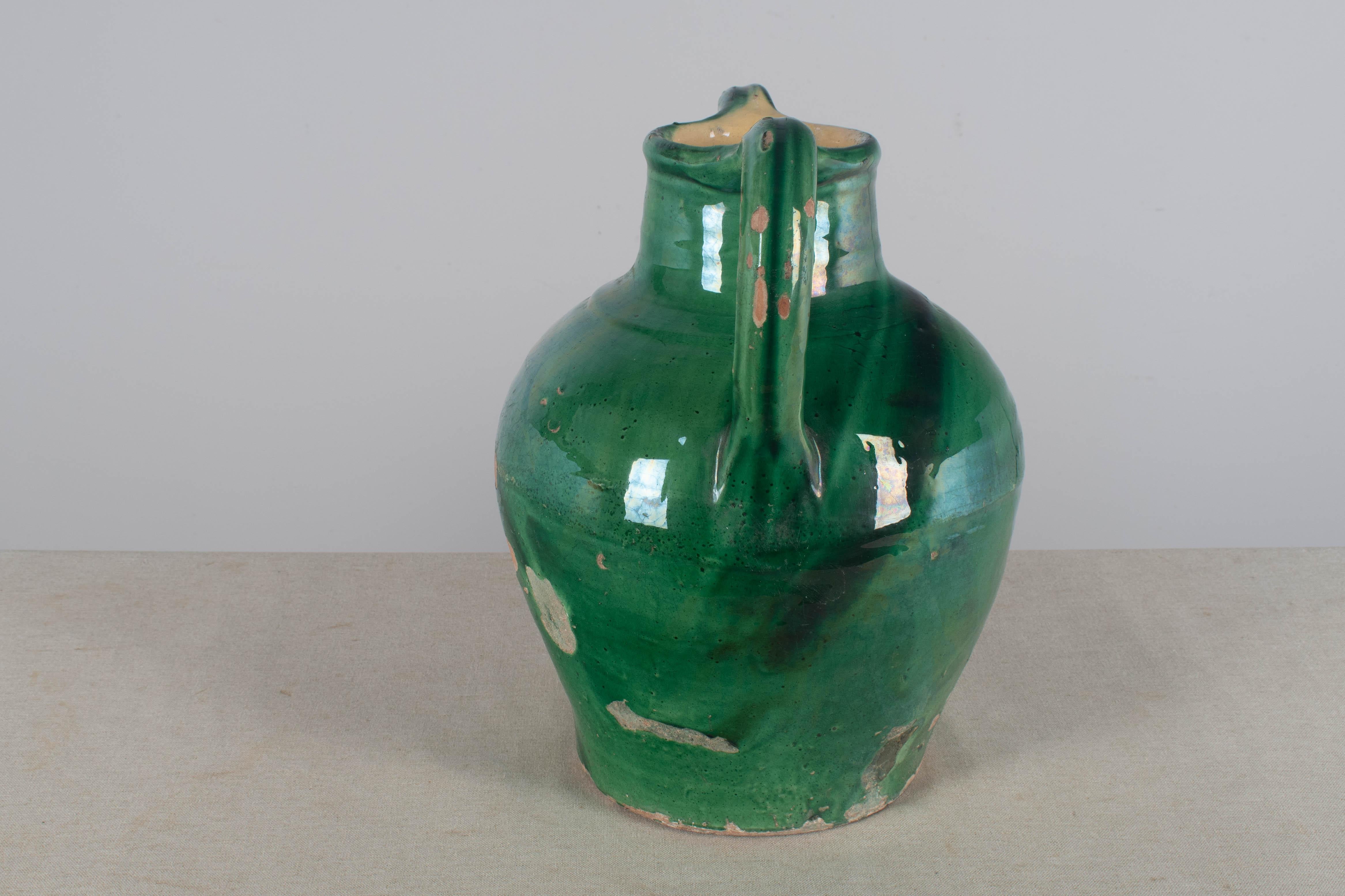 Early 20th Century Green Glazed Water Jug from France  14