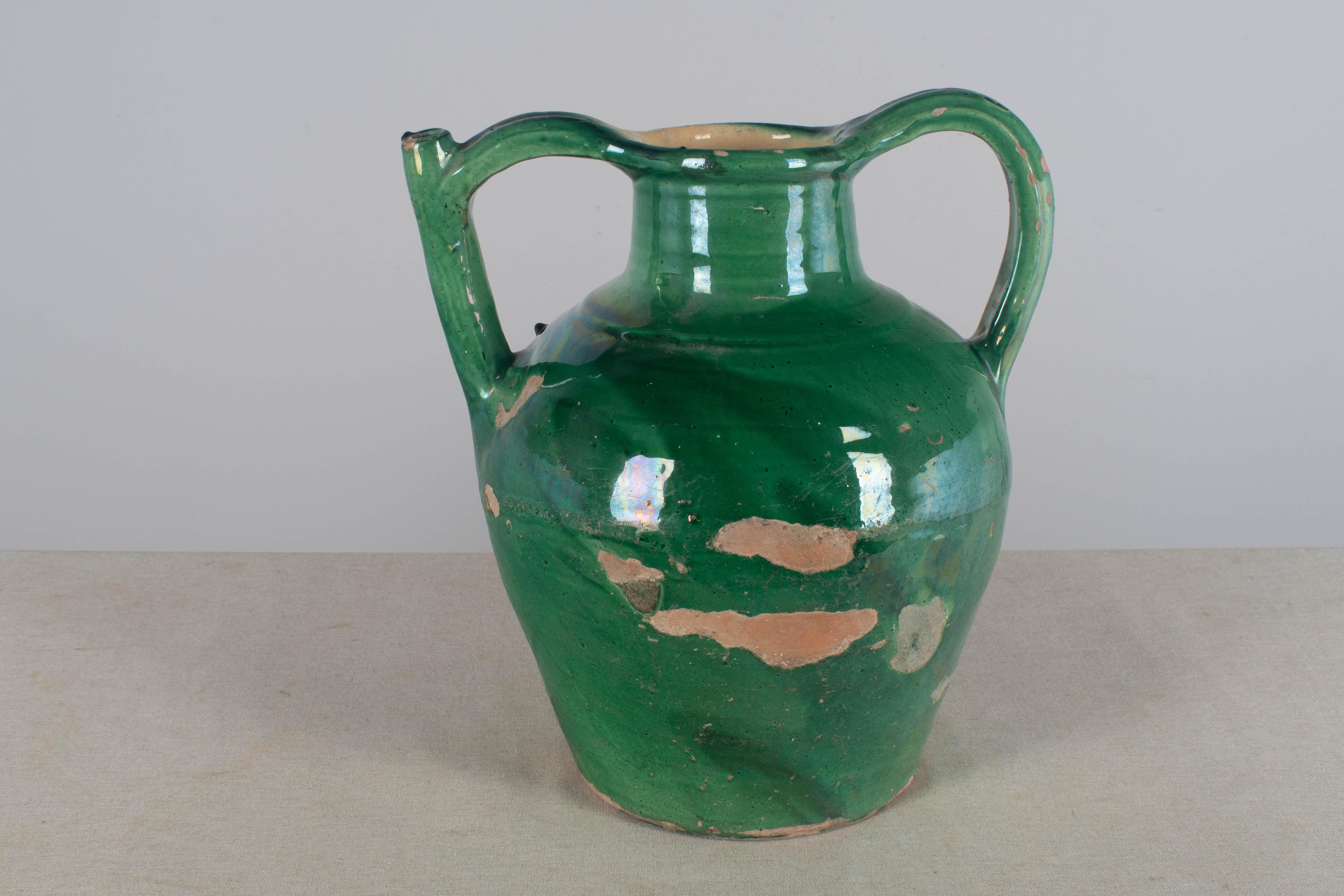 Early 20th Century Green Glazed Water Jug from France  14